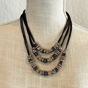 ST THOMAS 3 Strand Metallic Necklace
